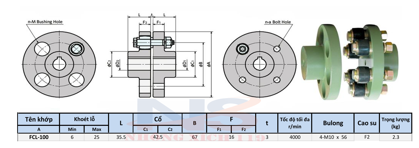 Coupling FCL 100  - Khớp nối Cao Su FCL-100