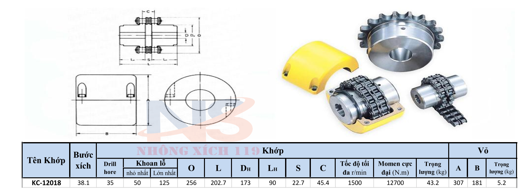 Coupling KC 12018 - Khớp Nối Xích KC-12018
