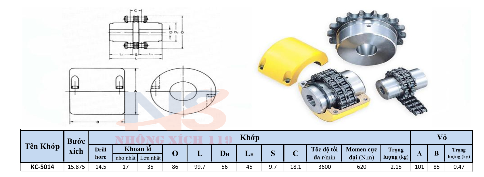 Coupling KC 5014 - Khớp Nối Xích KC-5014