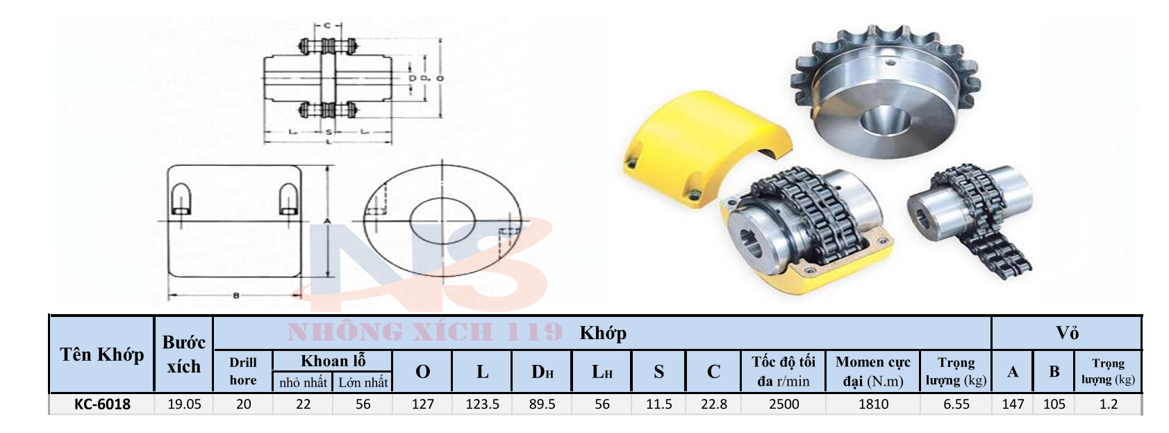 Coupling KC 6018 - Khớp Nối Xích KC-6018