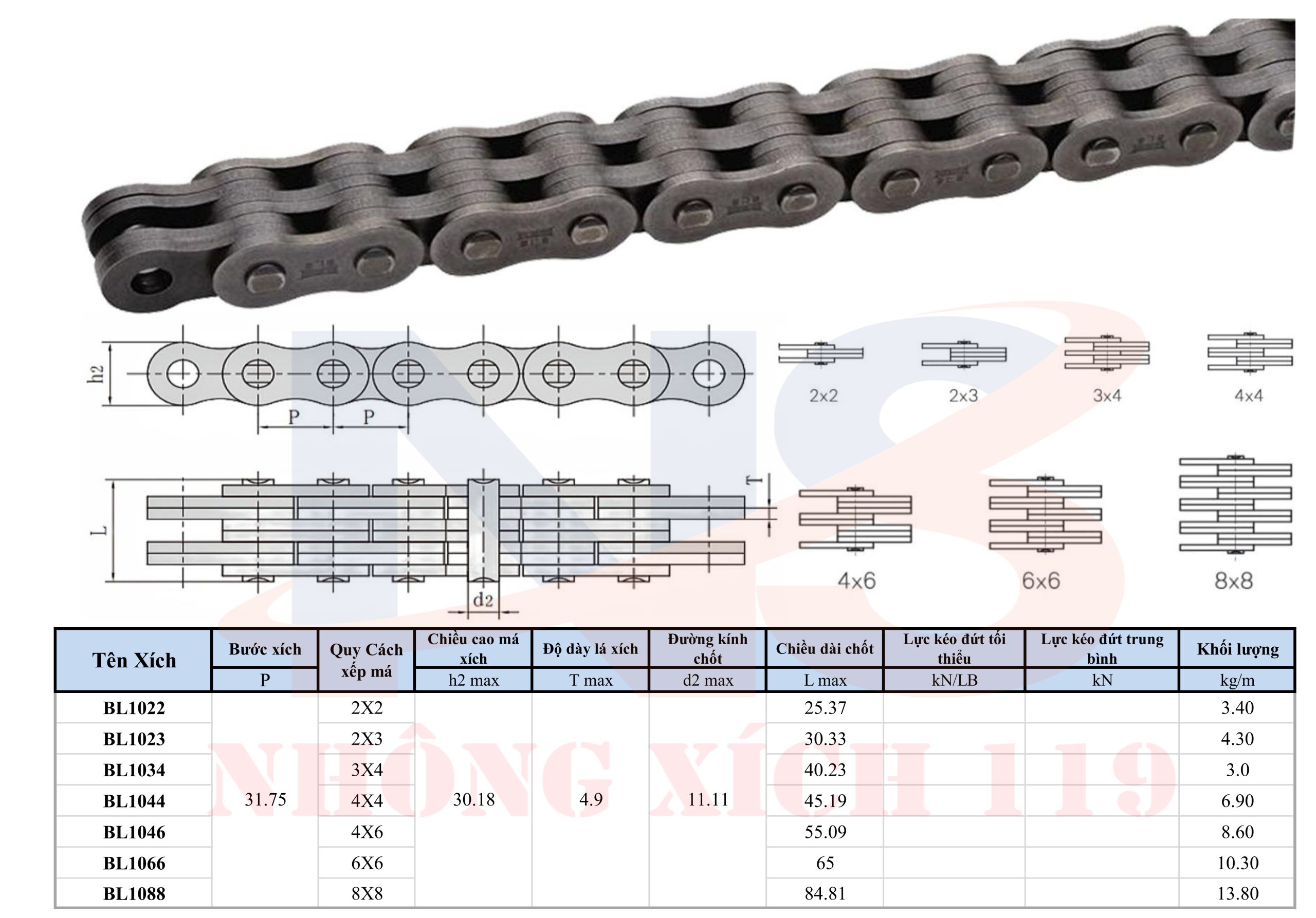 XICH XE NANG BL10 scaled - Xích xe nâng BL10